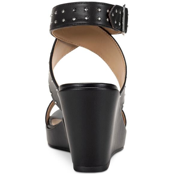 Sun + Stone Women's Emiee Studded Strappy Wedge Sandals, Black, 9.5M/40EU - Picture 4 of 4